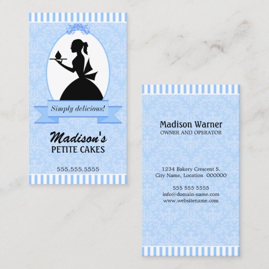 Silhouette Cupcakeエレガントな女性 名刺 (正面/裏面)