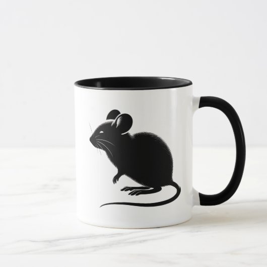 Silhouette d’un rat noir, design moderne. マグカップ (右)