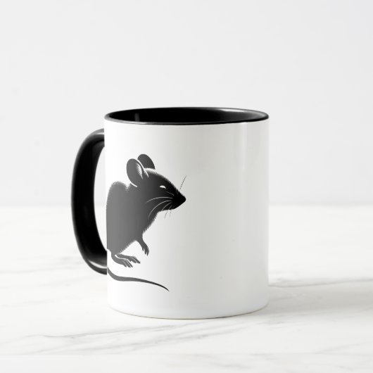 Silhouette d’un rat noir, design moderne.  マグカップ (正面左)