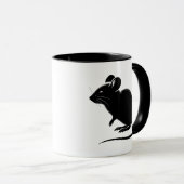 Silhouette d’un rat noir, design moderne.  マグカップ (正面右)