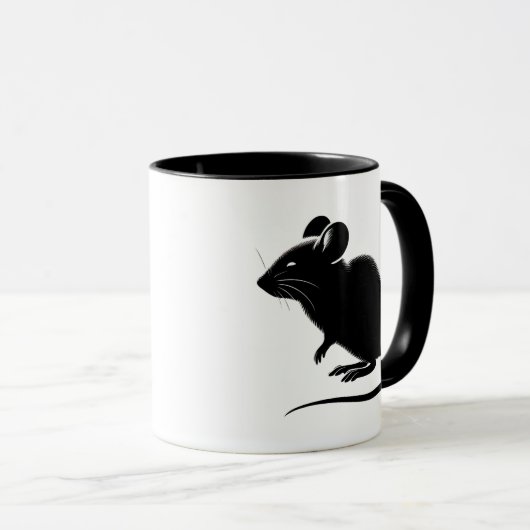 Silhouette d’un rat noir, design moderne.  マグカップ (正面右)
