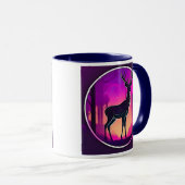 Silhouette d'un cerf sur aux aurores. マグカップ (正面右)