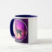 Silhouette d'un cerf sur aux aurores. マグカップ (正面左)