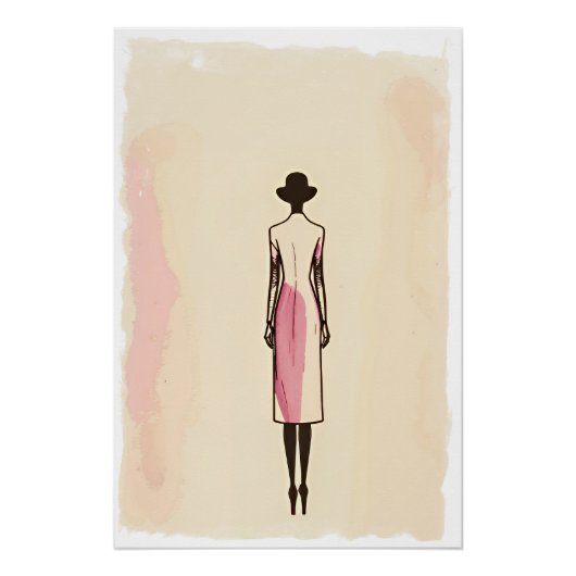Silhouette féminine minimaliste ポスター (正面)