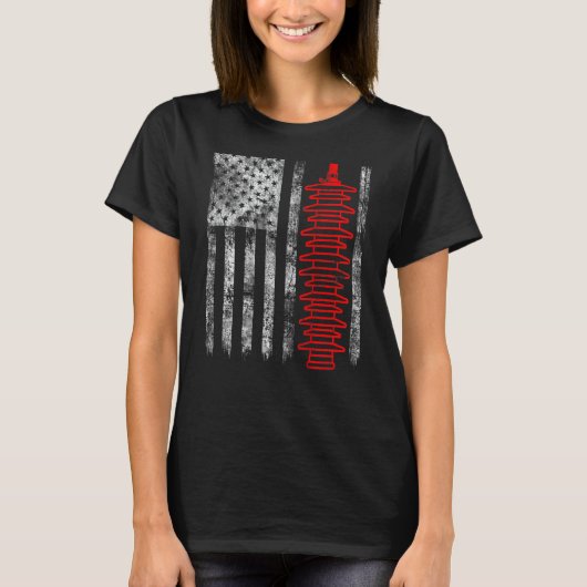 Silhouette Lightning Arrester American Flag Linema Tシャツ (正面)