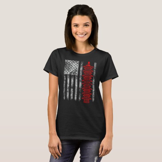 Silhouette Lightning Arrester American Flag Linema Tシャツ (正面フル)