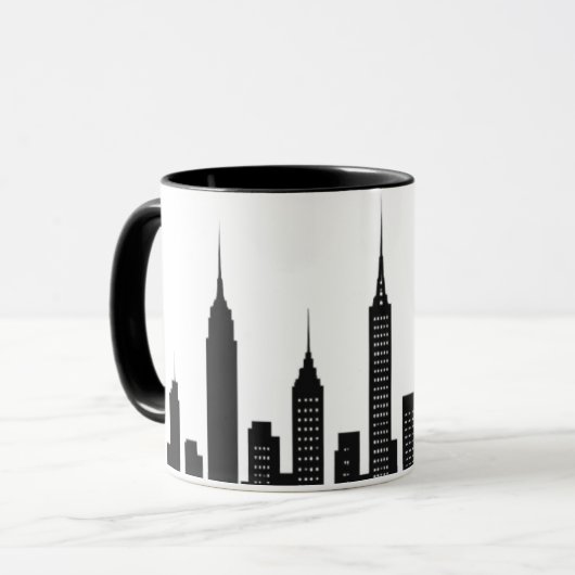 Silhouette noir de building マグカップ (正面左)
