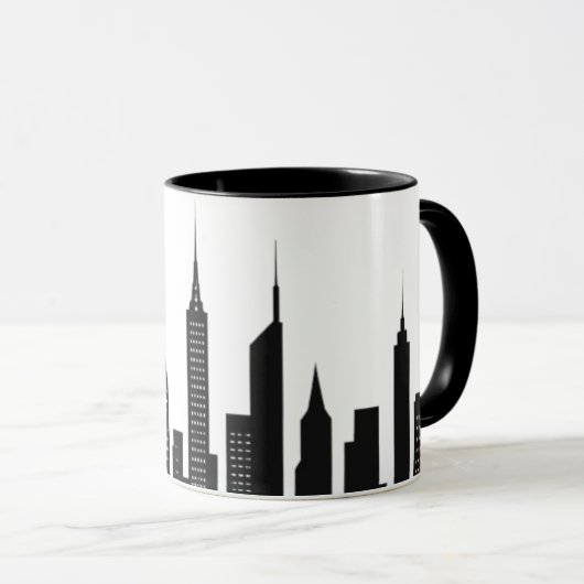 Silhouette noir de building マグカップ (正面右)