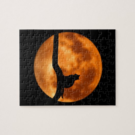 Silhouette of a Black Cat in a Tree ジグソーパズル (横)