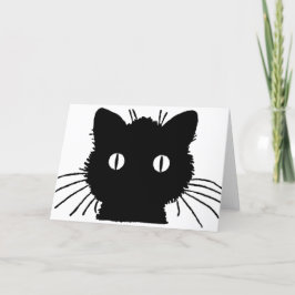 Silhouette of a black cat vintage illustration カード