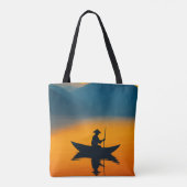 Silhouette of a Boatman at Sunset – Asian Minimali トートバッグ (裏面)
