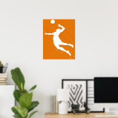 Silhouette of a man playing volleyball ポスター (ホームオフィス)