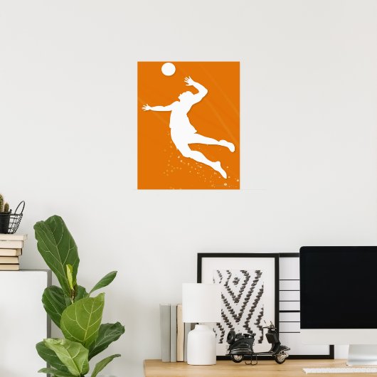 Silhouette of a man playing volleyball ポスター (ホームオフィス)