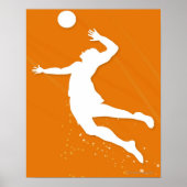 Silhouette of a man playing volleyball ポスター (正面)