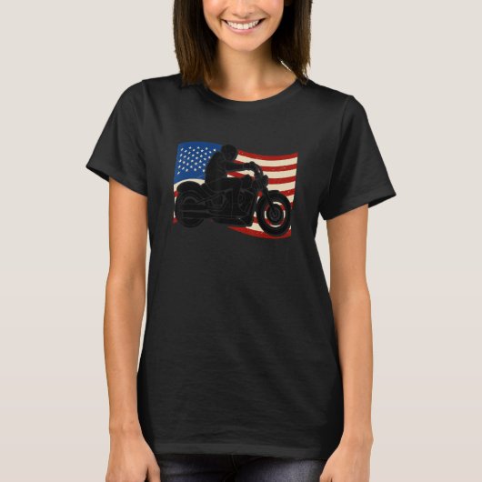 Silhouette of a person riding a motorcycle with am tシャツ (正面)