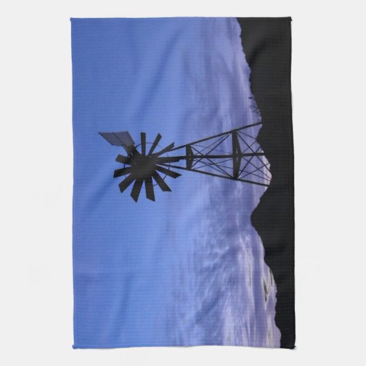 Silhouette of a windmill キッチンタオル (縦)