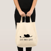 Silhouette of Cat at Play "Eat Prey Love" トートバッグ (正面(商品))