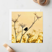 Silhouette of chickadee perched against gold light ノートカード (正面/裏面インサイチュ)