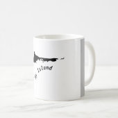 Silhouette of the peninsula Zingst, Darß and Fisch コーヒーマグカップ (正面右)