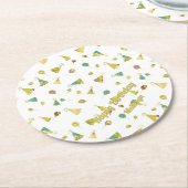 Silhouette Pattern Adult Any Age Birthday ラウンドペーパーコースター (アングル)