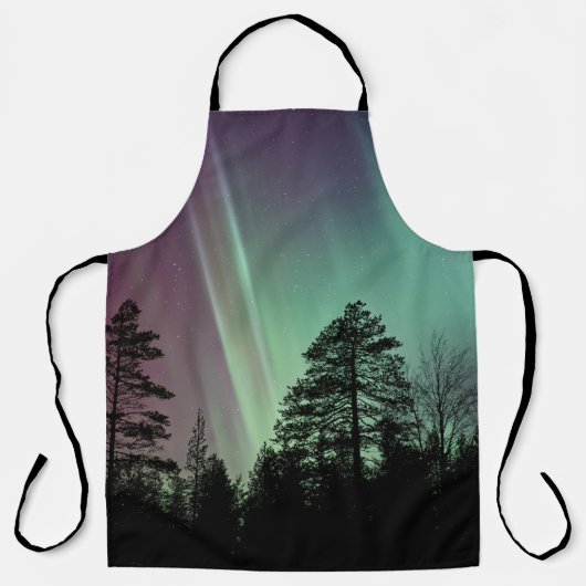 SILHOUETTE PHOTO OF AURORA BOREALIS エプロン (正面)