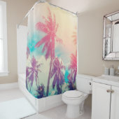 Silhouette tropical palm tree with sun light on su シャワーカーテン (インサイチュ)