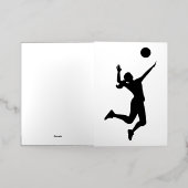 silhouette women's volleyball 箔グリーティングカード (外側レイダウン)