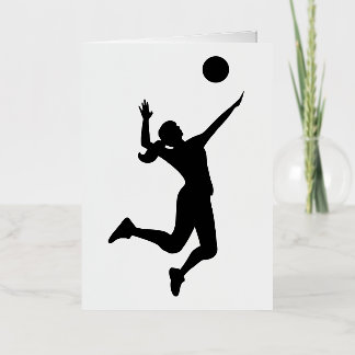 silhouette women's volleyball 箔グリーティングカード