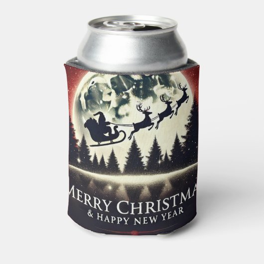 Silhouetted Santa and Reindeer Flying 缶クーラー (缶裏面)