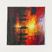 Silhouettes at Sunset: Fiery Horizon Walkers タペストリー (正面(横))