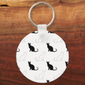 Silhouettes Of Black and White Cats キーホルダー (正面)