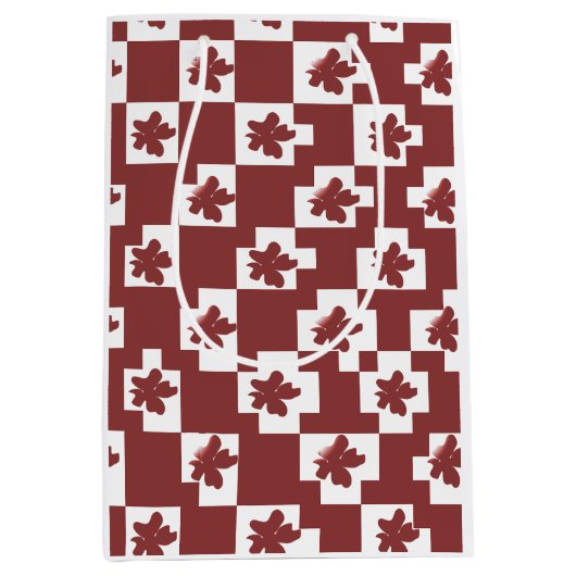 Silhueta de flores em padrão. ミディアムペーパーバッグ (正面)