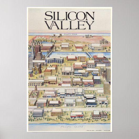 Silicon Valley Map (No Company Names) ポスター (正面)