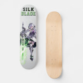 SILK BLADE Anime Samurai Girl - Cyber Silver スケートボード (正面)