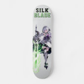 SILK BLADE Anime Samurai Girl - Cyber Silver スケートボード (正面)