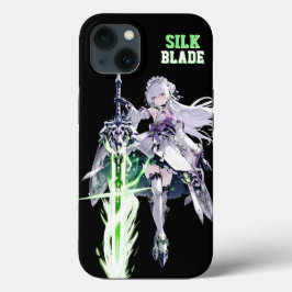 SILK BLADE Anime Samurai Girl - Dark Black iPhone 13ケース
