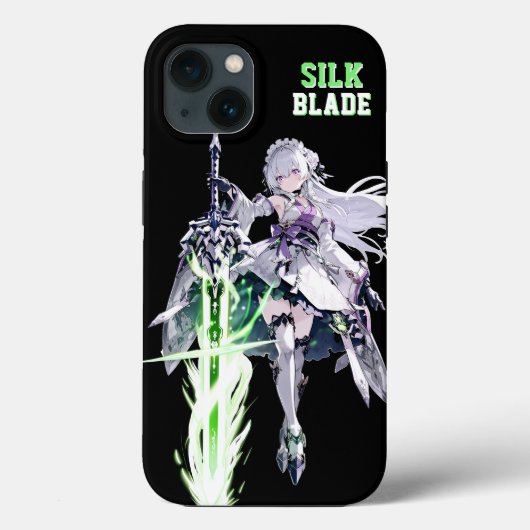 SILK BLADE Anime Samurai Girl - Dark Black Case-Mate iPhoneケース (裏面)