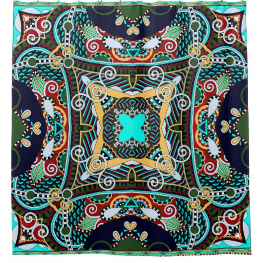 silk neck scarf or kerchief square pattern design シャワーカーテン (正面)
