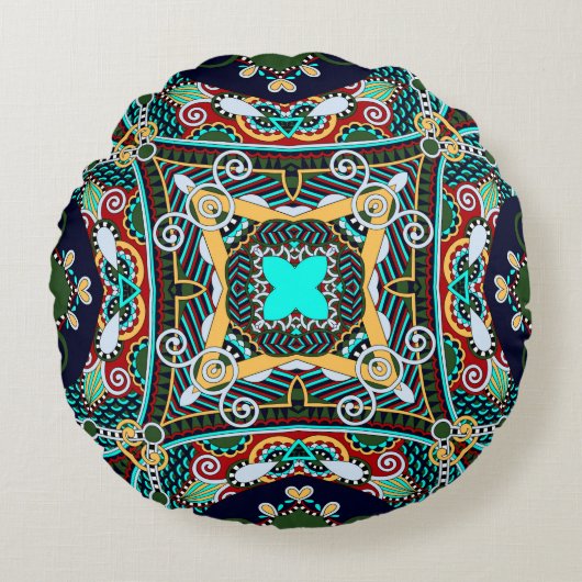 silk neck scarf or kerchief square pattern design  ラウンドクッション (正面)