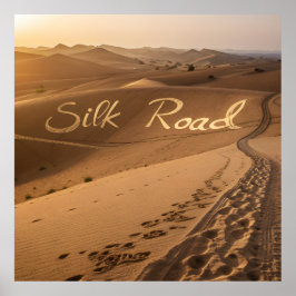 Silk Road Desert Landscape Typography Art ポスター