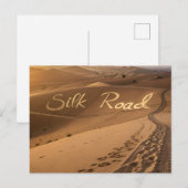 Silk Road Desert Landscape Typography Art ポストカード (正面/裏面)