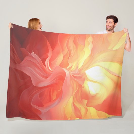 Silken Fluid Vector Coral in Pink and Ivory フリースブランケット (インサイチュ)