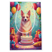 Silken Windhound Birthday Celebration ミディアムペーパーバッグ (正面)