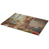 Silken Windhound Cooking in Kitchen カッティングボード (角)