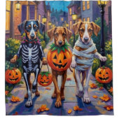 Silken Windhound Dogs in Halloween Costumes シャワーカーテン (正面)