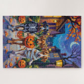 Silken Windhound Dogs in Halloween Costumes ジグソーパズル (横)