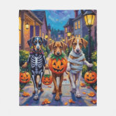 Silken Windhound Dogs in Halloween Costumes フリースブランケット (正面)