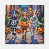 Silken Windhound Dogs in Halloween Costumes マグネット (正面)