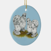 Silkieの小型のしぶきの鶏 セラミックオーナメント (右)