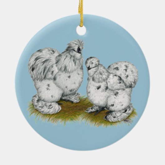 Silkieの小型のしぶきの鶏 セラミックオーナメント (裏面)